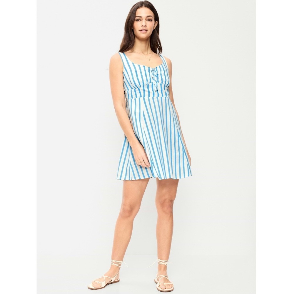 Old Navy Fit & Flare Cami Mini Dress Summer Blue Stripe Small NWT